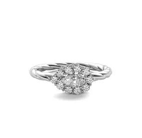 14k White Gold 0.33ct Diamond Pear Shape Rope Ring