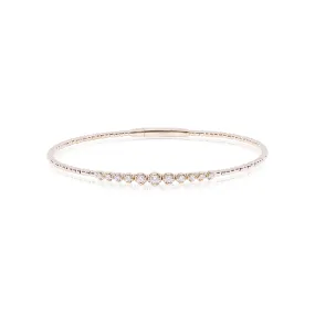 14K YELLOW GOLD GRADUATED DIAMOND BEADED BANGLE BRACELET - 0.26CTW