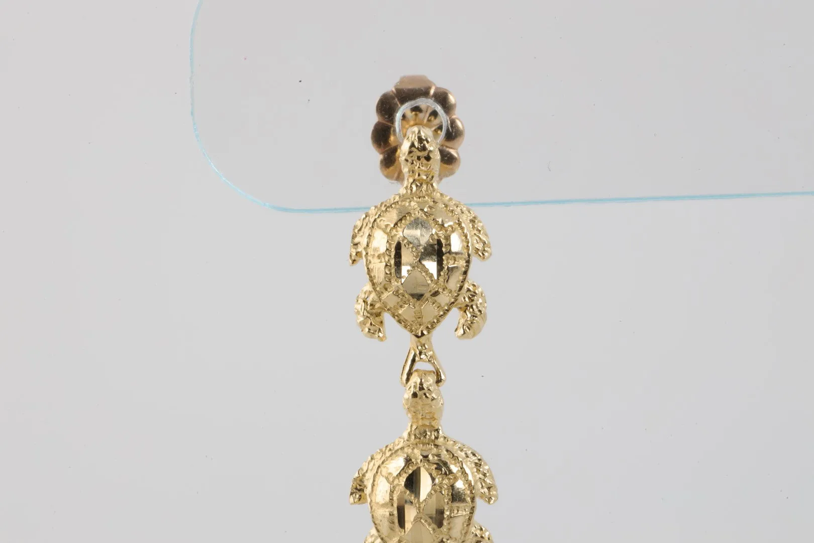 14k Yellow Gold Turtle Dangle Earrings (3.13g.)