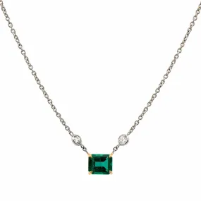 18K Yellow Gold & Platinum Emerald and Diamond Necklace