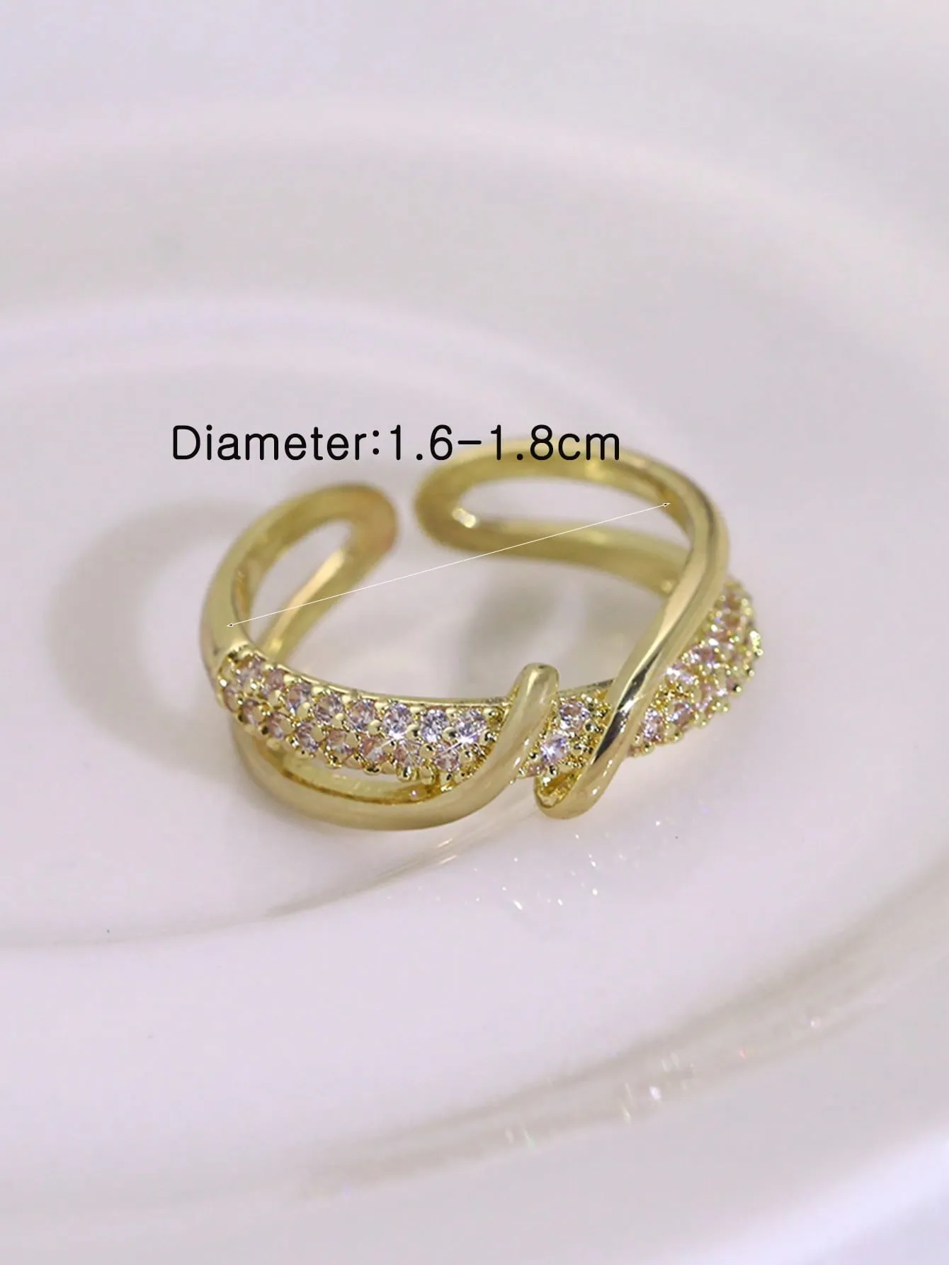 1pc Personalized Geometric Design Cubic Zirconia Finger Ring For Women's Daily Wear