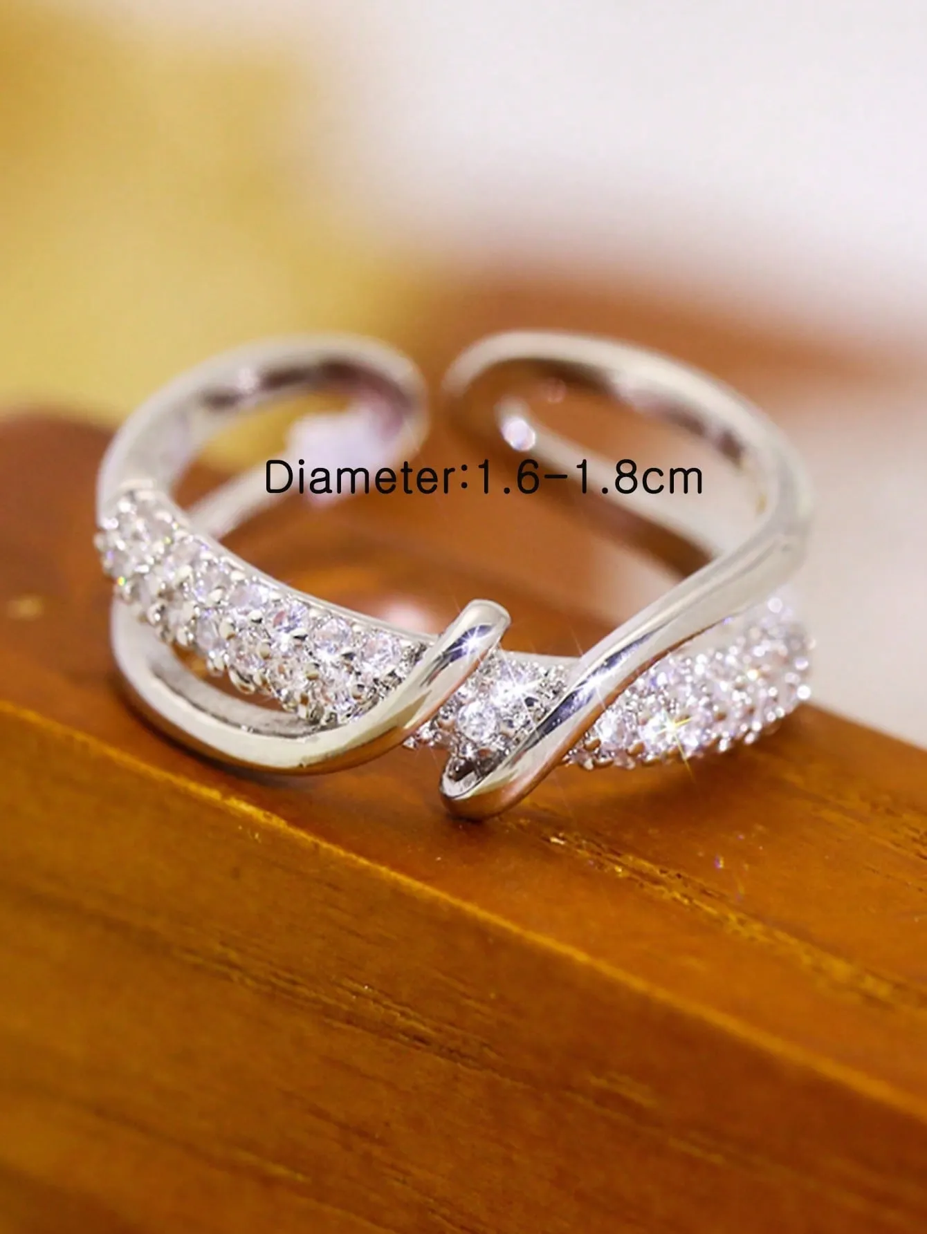 1pc Personalized Geometric Design Cubic Zirconia Finger Ring For Women's Daily Wear