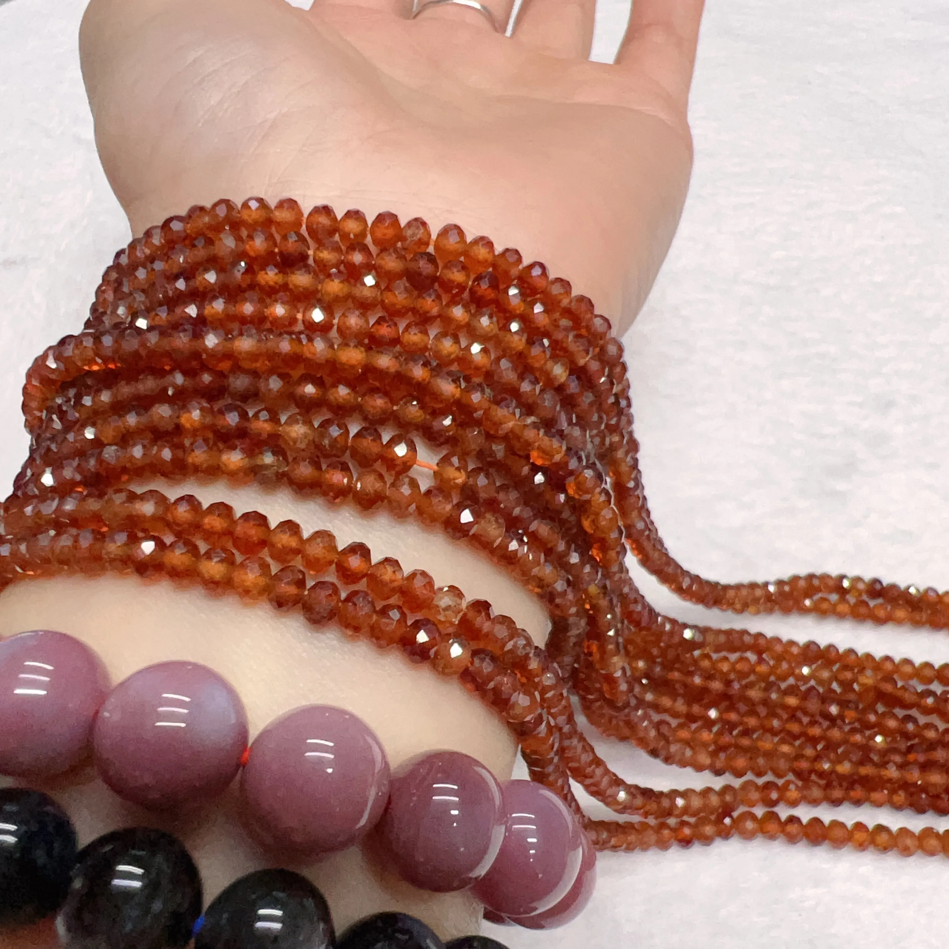 3x4mm Natural Spessartine Orange Garnet Faceted Rondelle Bead Strands for DIY Jewelry Project