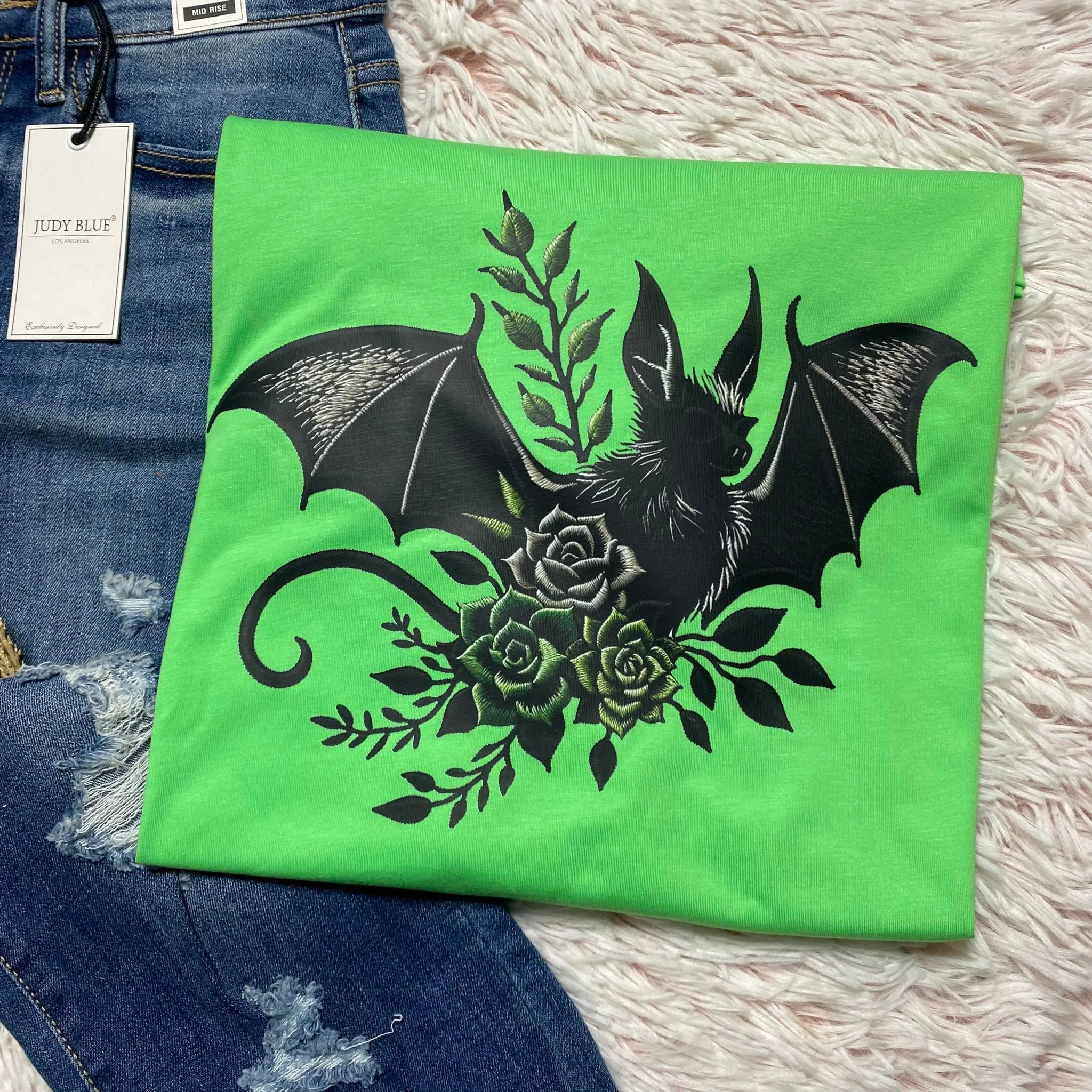 Bat Succulents Faux Embroidery