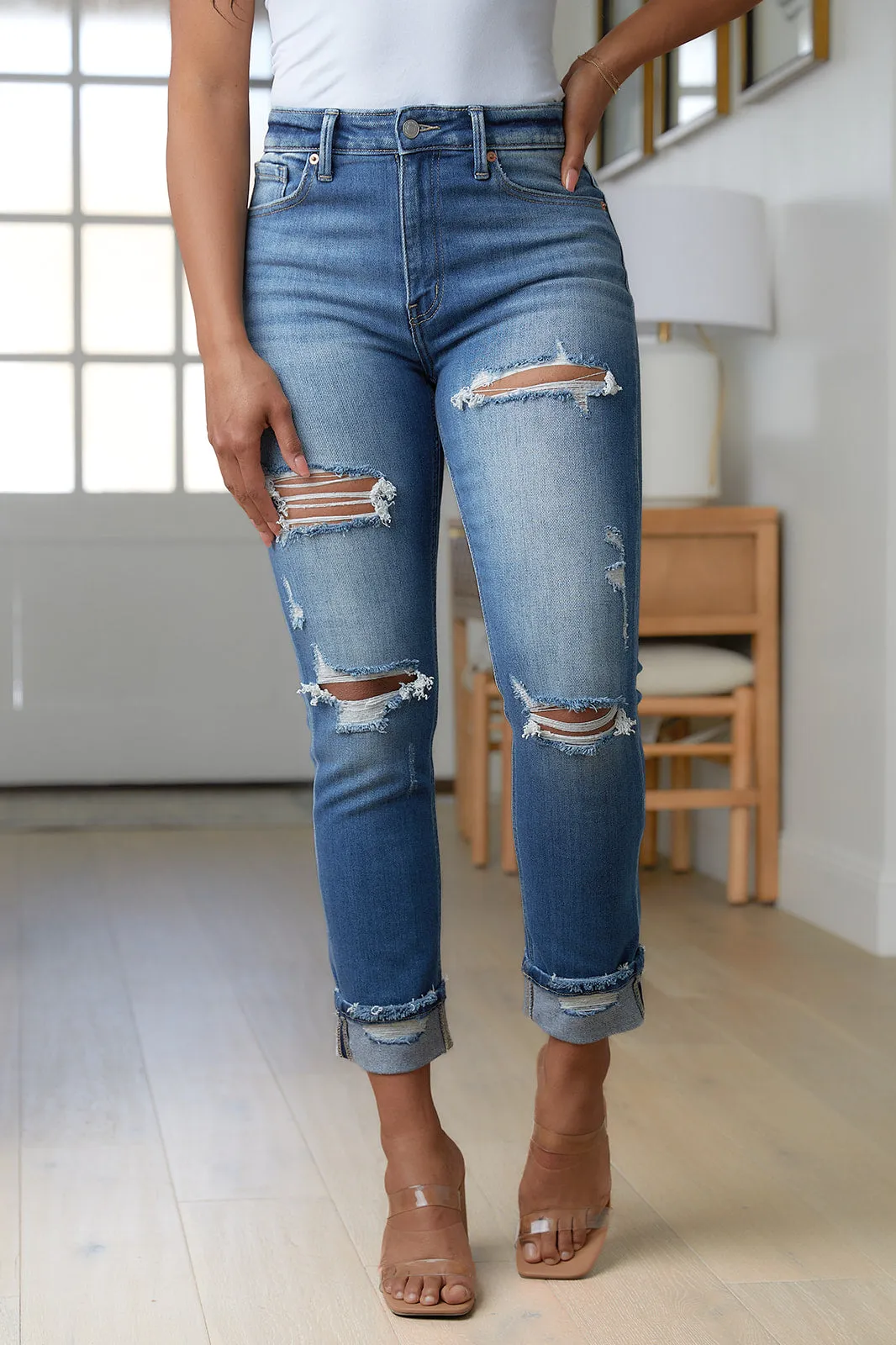 Belinda High Rise Distressed Straight Jeans-- Use the code SPRINGJB for 20% off!