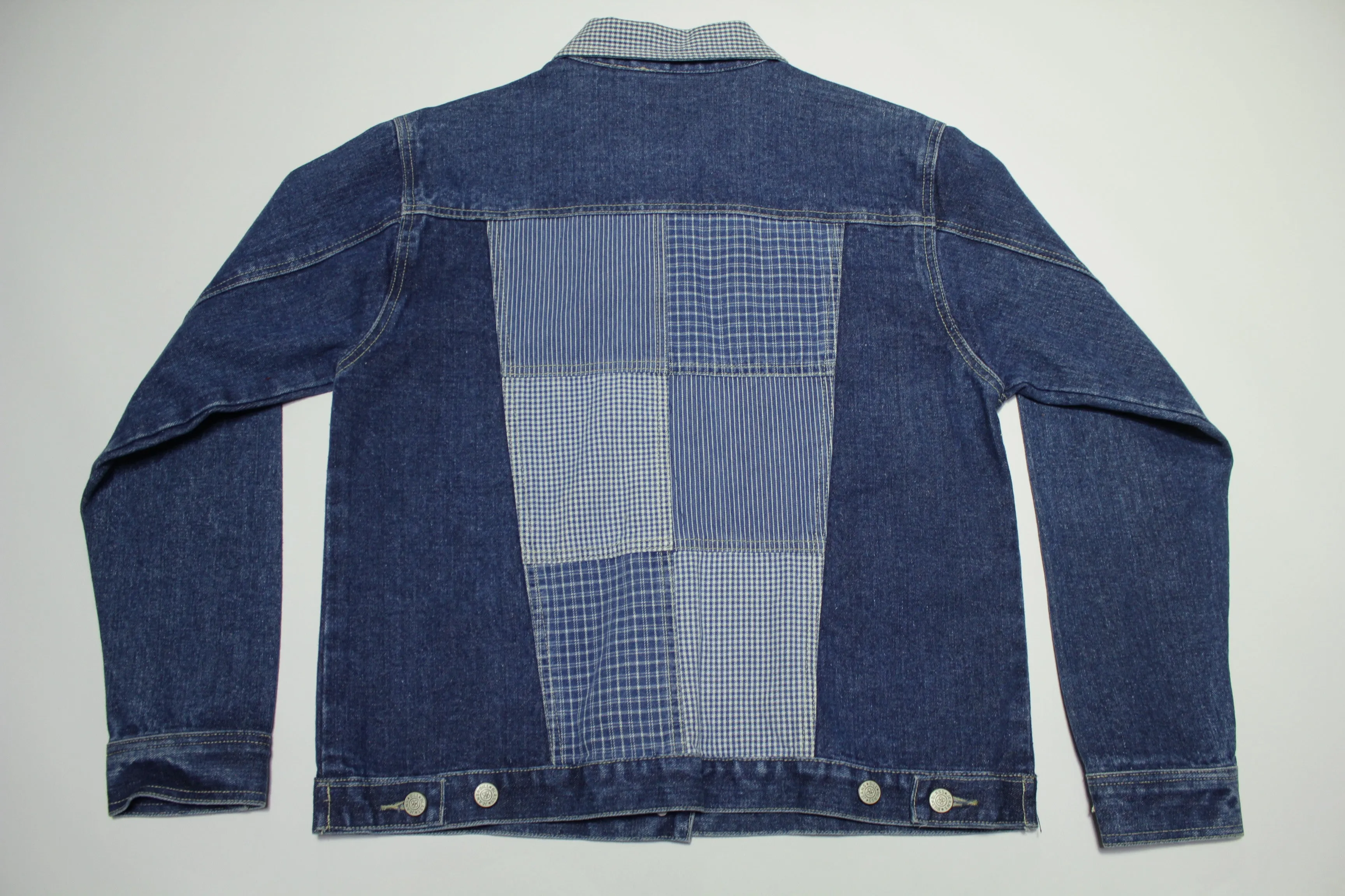 Bill Blass Plaid Patchwork Vintage 90's Denim Jean Jacket