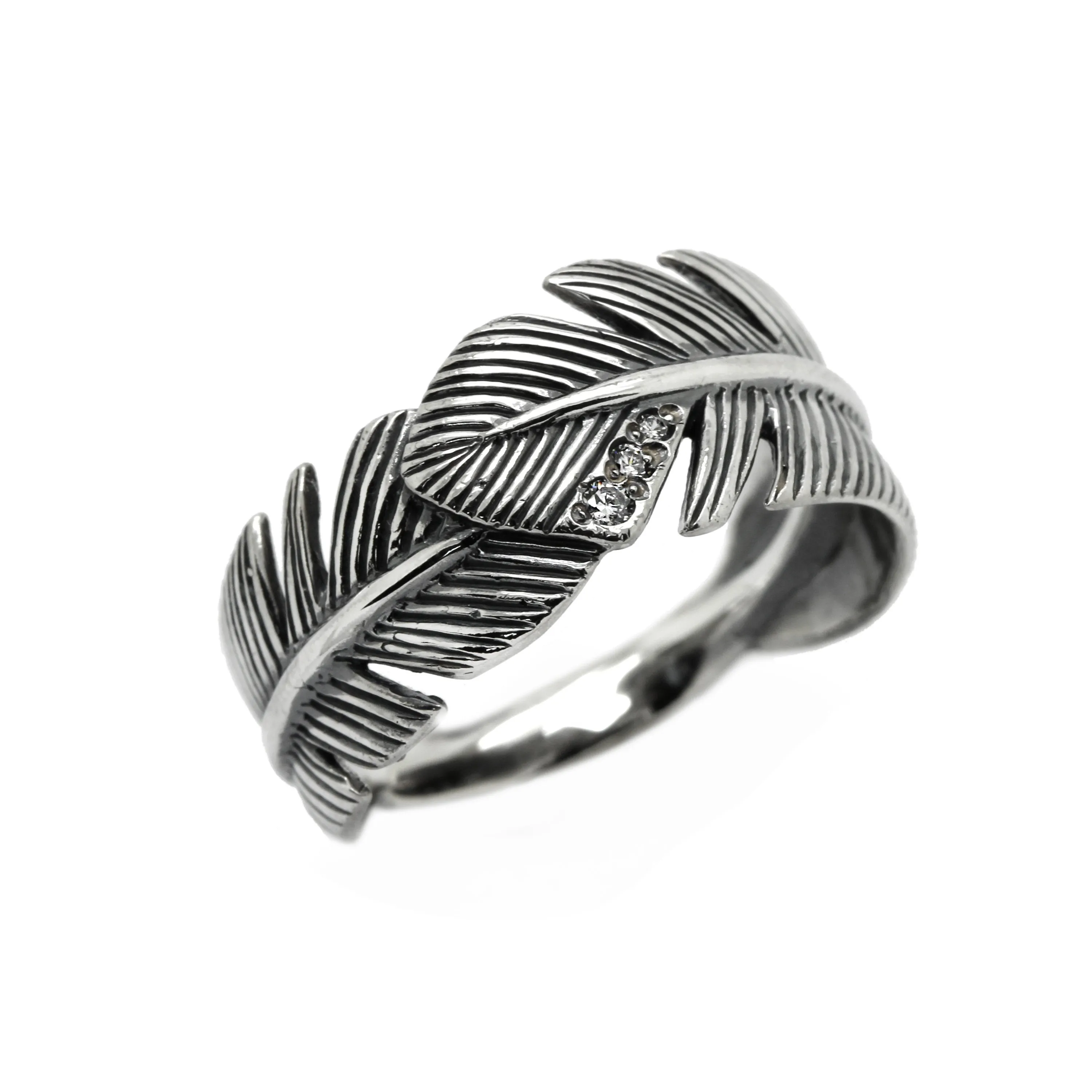 Bird Feather Women's Ring Silver 925