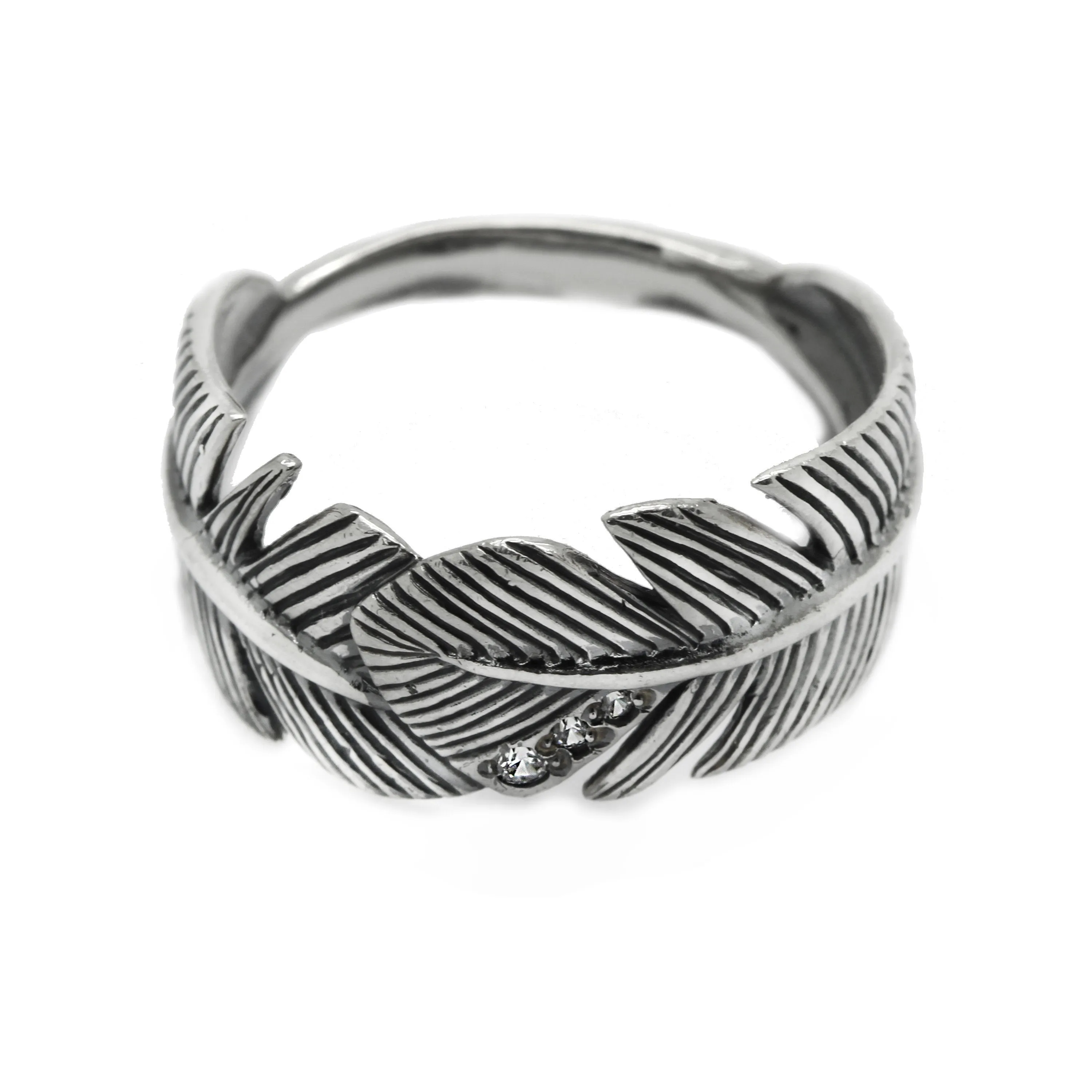 Bird Feather Women's Ring Silver 925