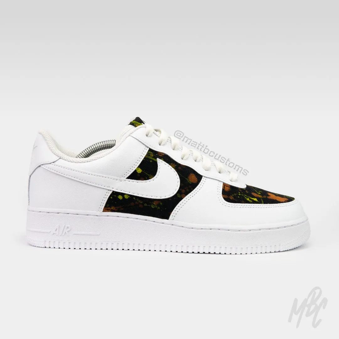 Black Acid Wash Paint Splat Denim - Air Force 1 Custom