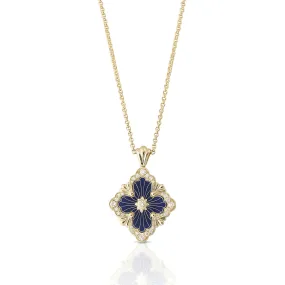 Buccellati - Opera Tulle - Pendant Necklace, 18k Yellow Gold with Cathedral Blue Enamel and Diamonds