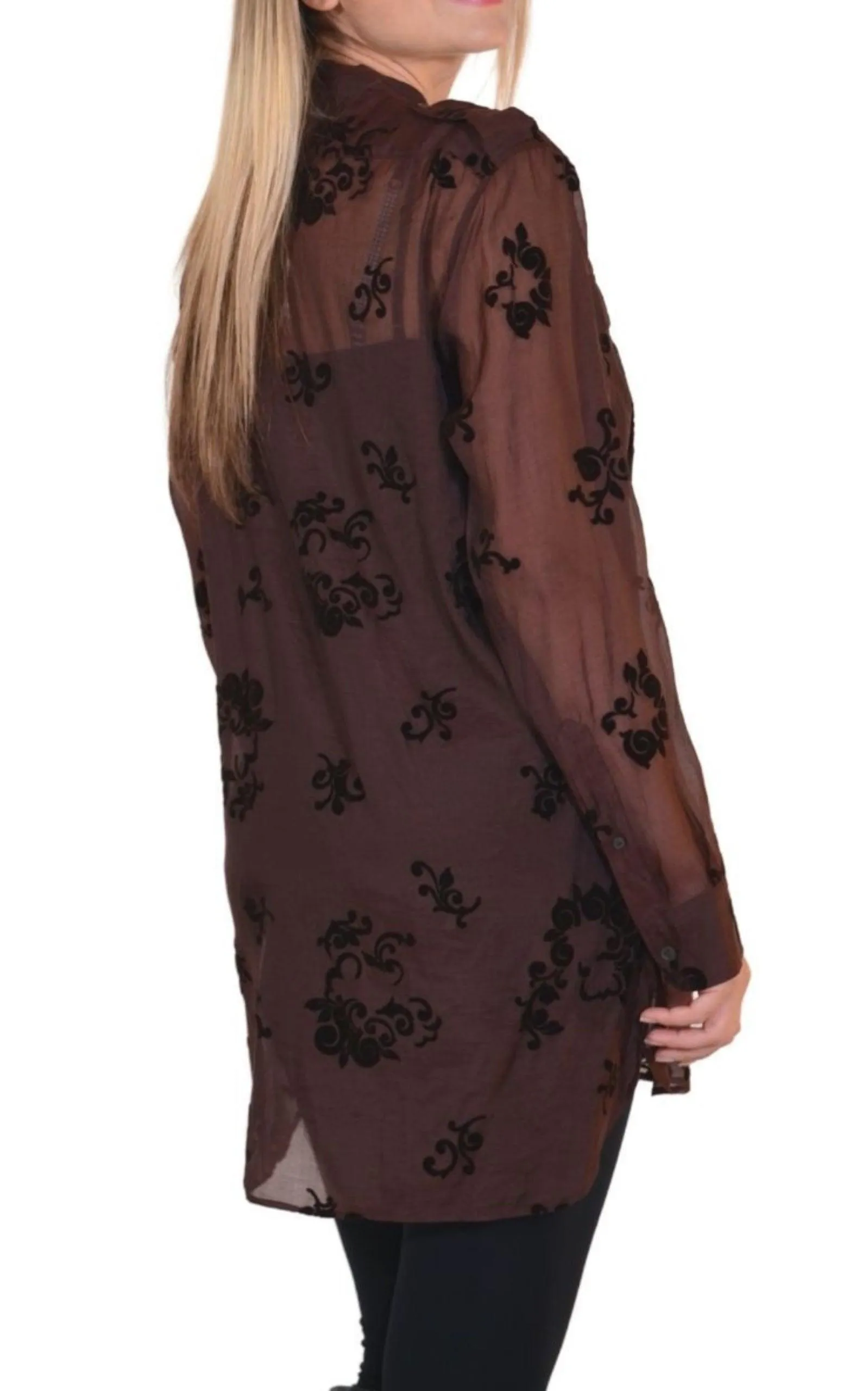 Burgundy Floral Silk Blend Shirt