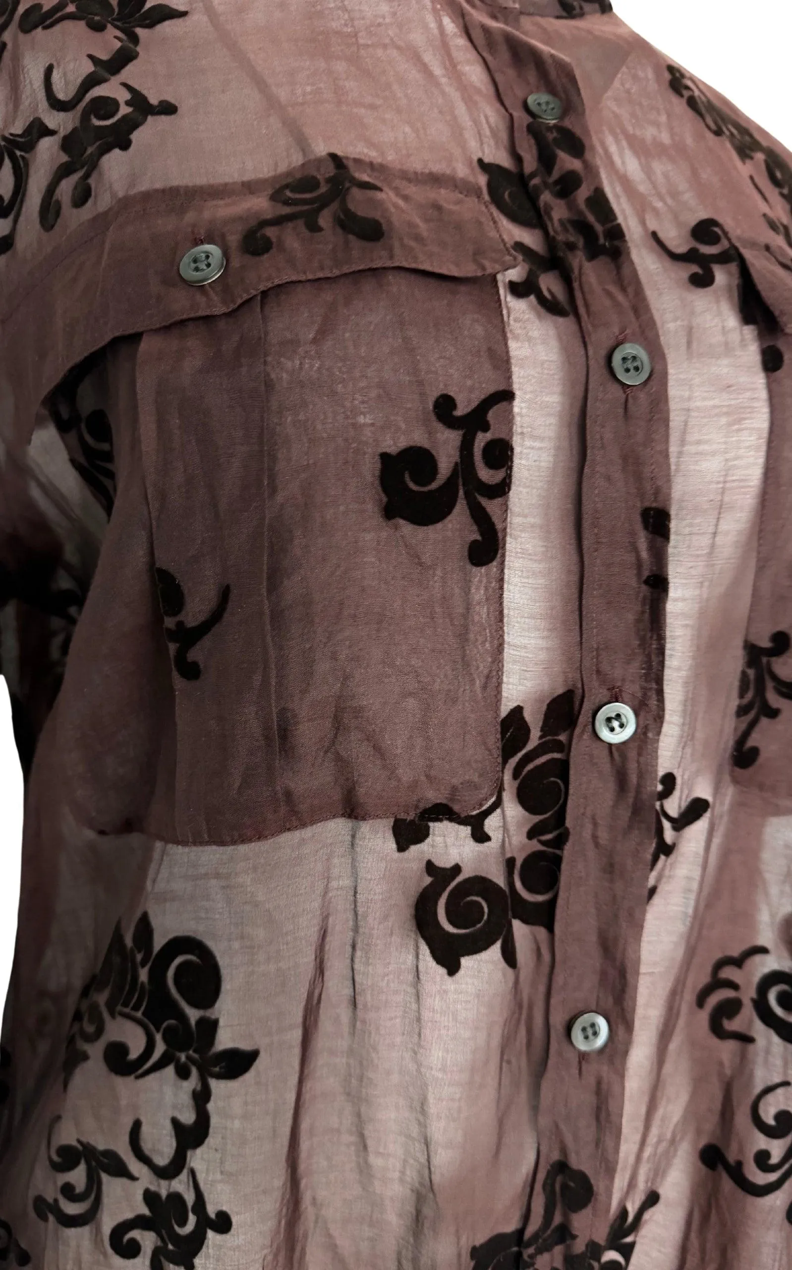 Burgundy Floral Silk Blend Shirt