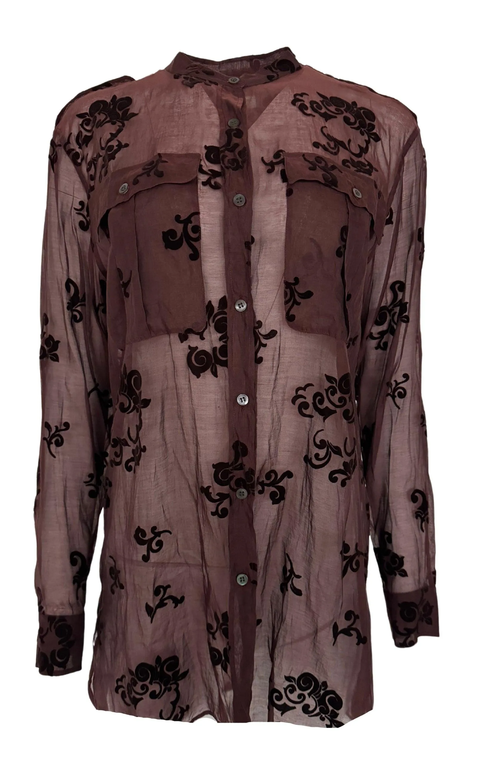 Burgundy Floral Silk Blend Shirt