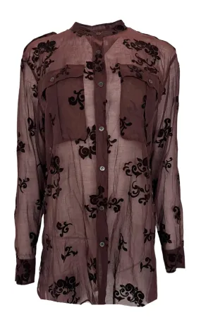 Burgundy Floral Silk Blend Shirt