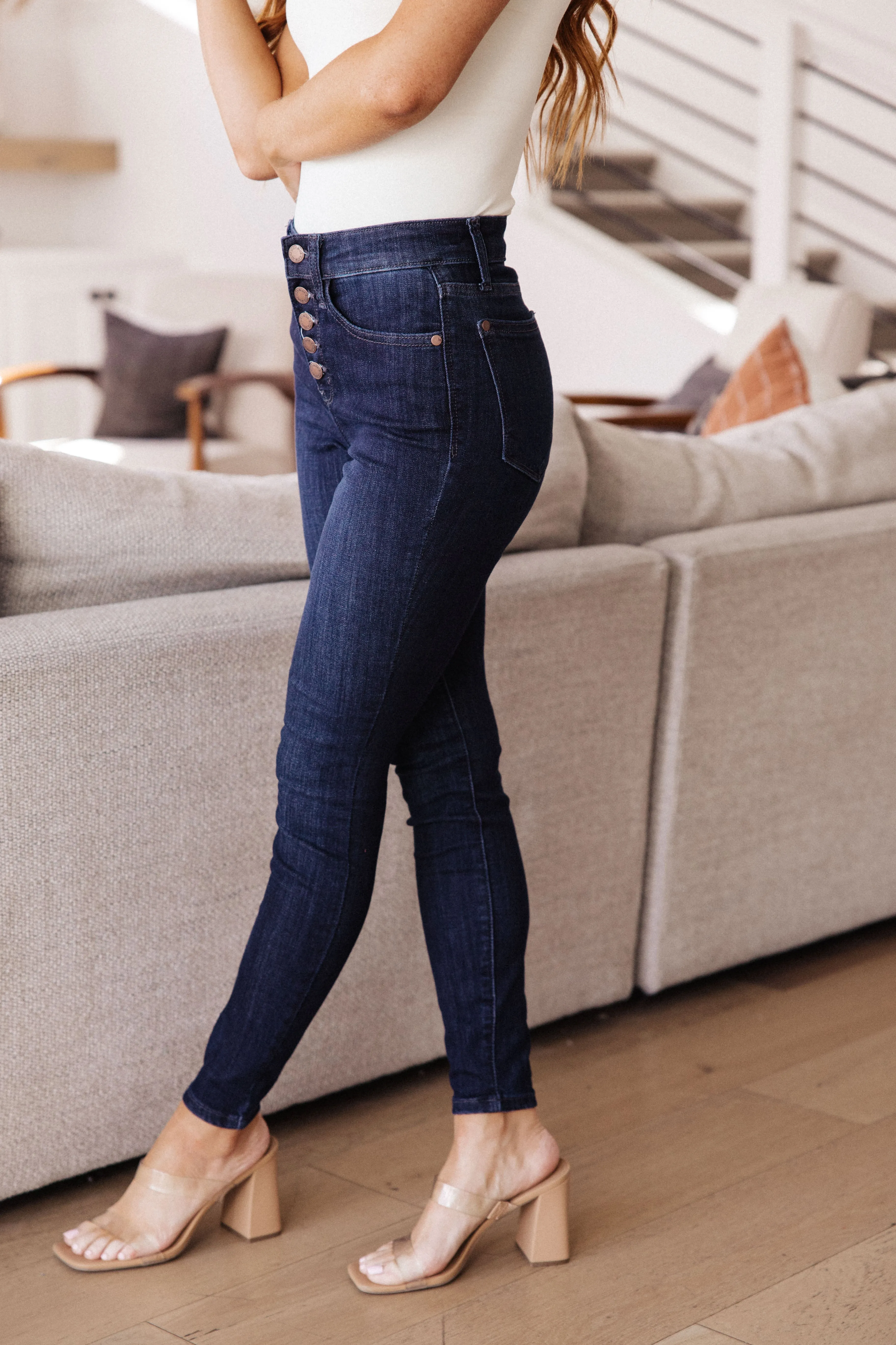 Celecia High Waist Hand Sanded Resin Skinny Jeans-- Use the code SPRINGJB for 20% off!