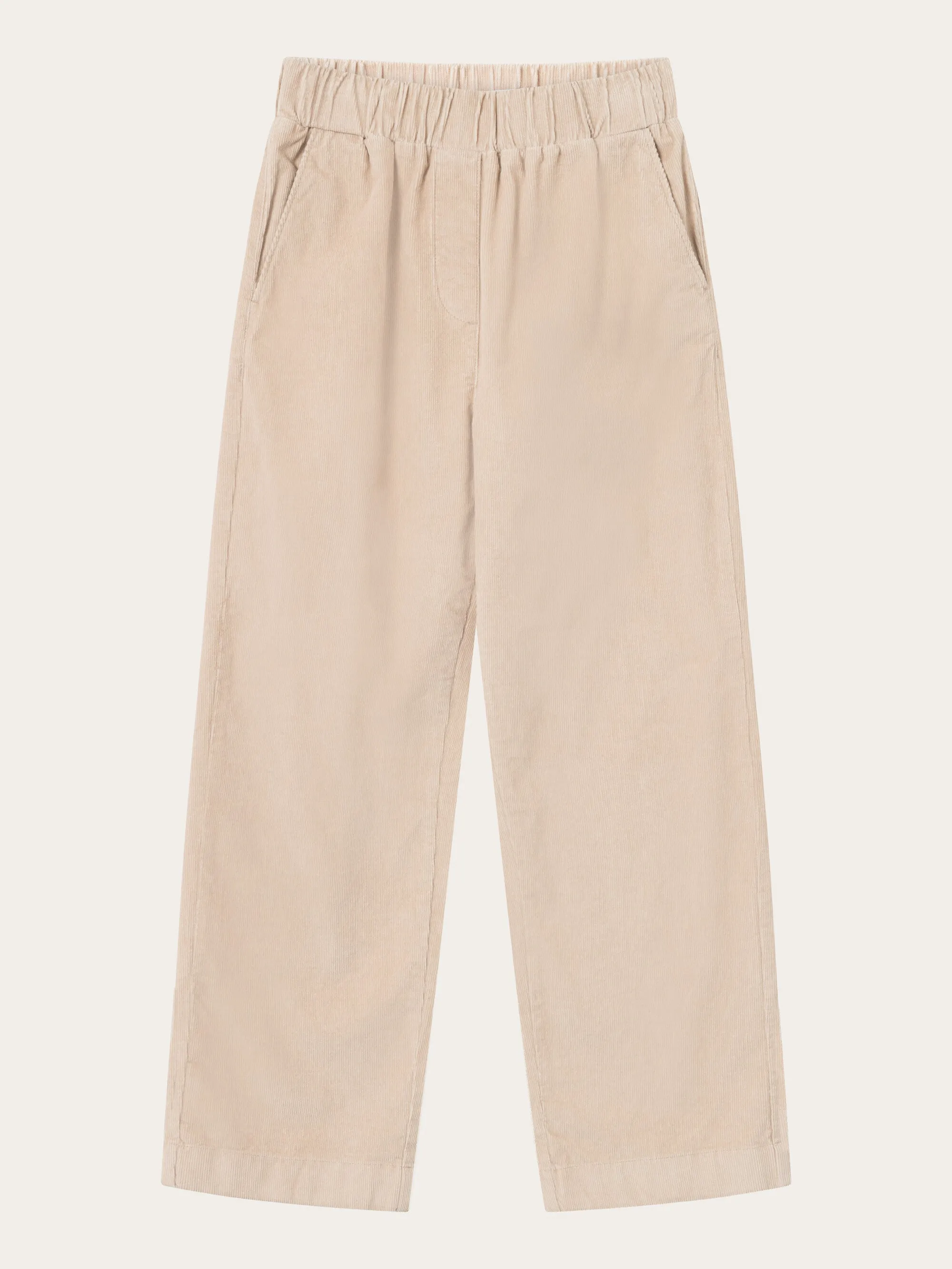 CHLOE barrel high-rise babycord elastic waistband pants - Light feather gray