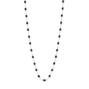 Classic Gigi Black necklace, White Gold, 16.5"