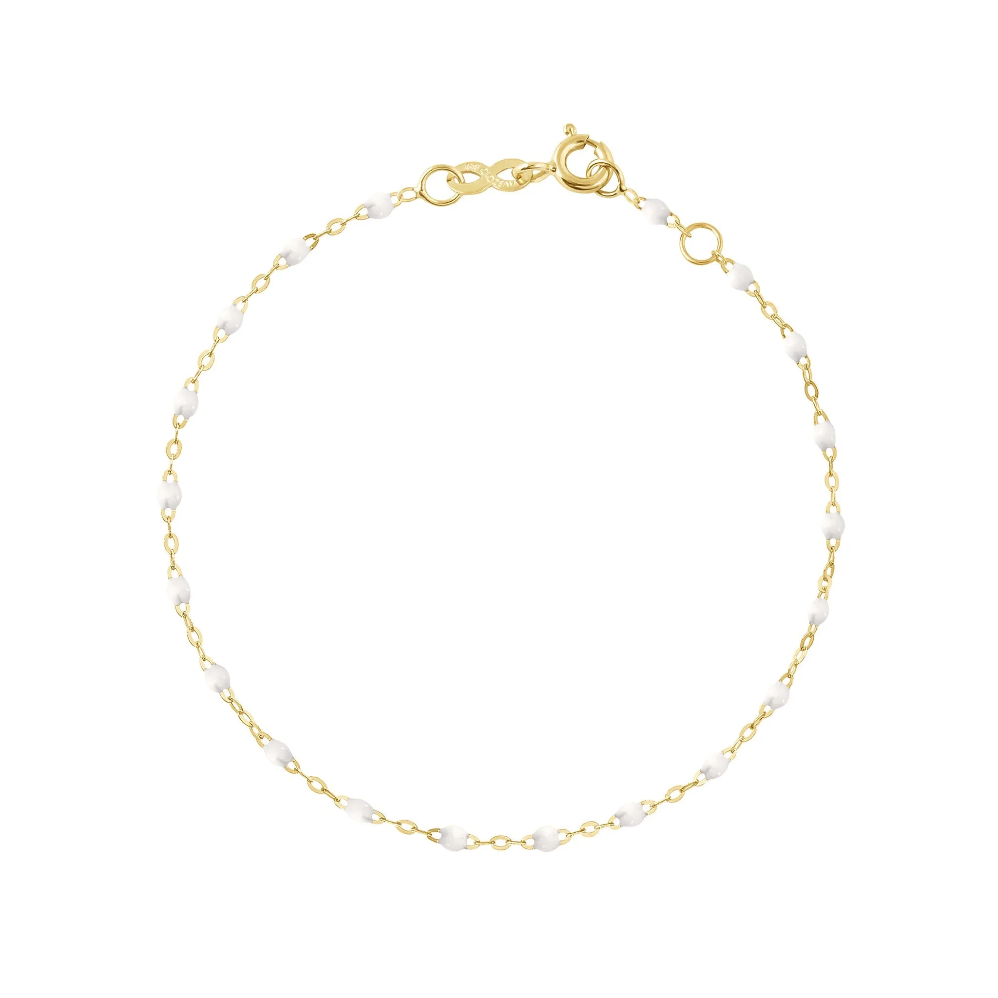 Classic Gigi White Anklet, Yellow Gold, 9.4"