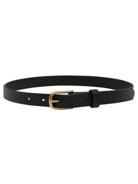 Classic Leather Belt - Black and Brass