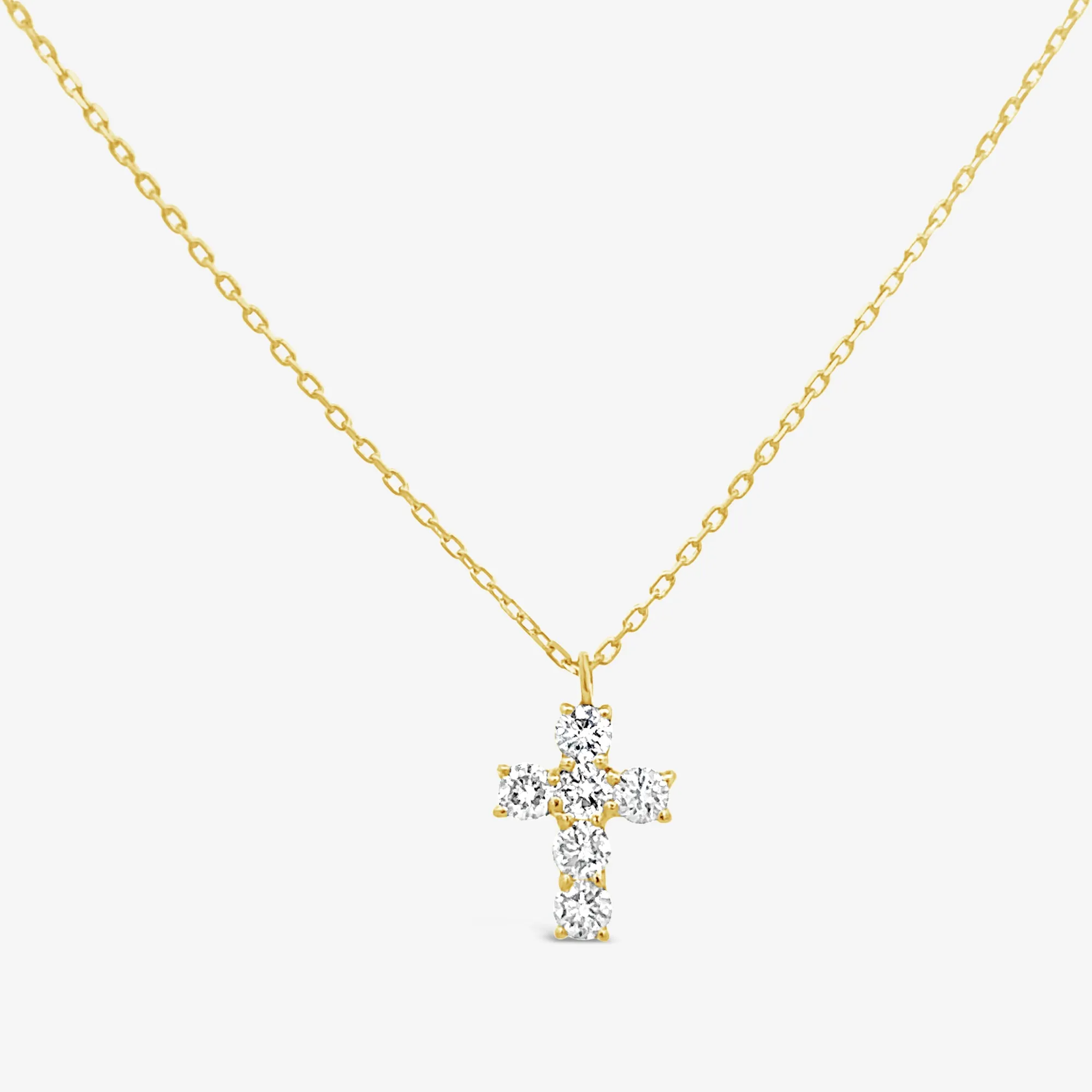 Classic Prong Set Diamond Cross Necklace