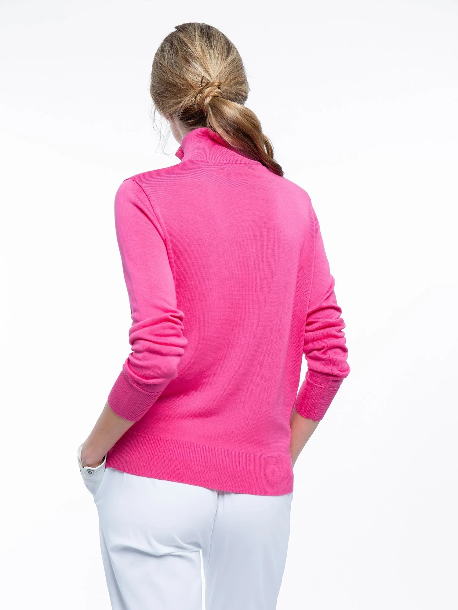 Classic Quarter Zip Sweater - Pink Rose