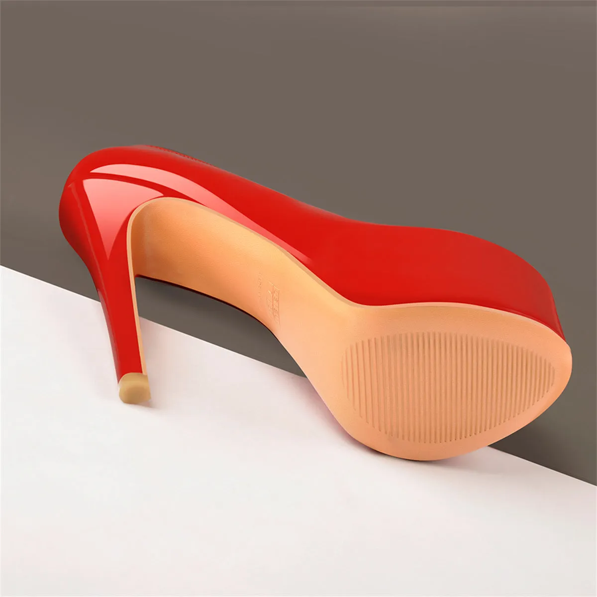 Classic Round Toe Platform Pumps Chunky Heels