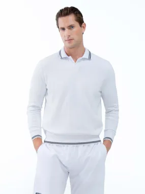 Classic V Neck Sweater - White/Midnight