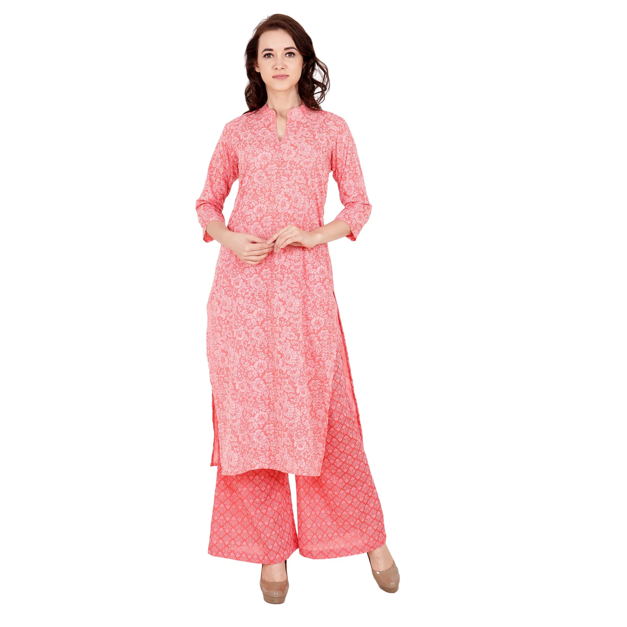 Coral Mandarin Kurta Set