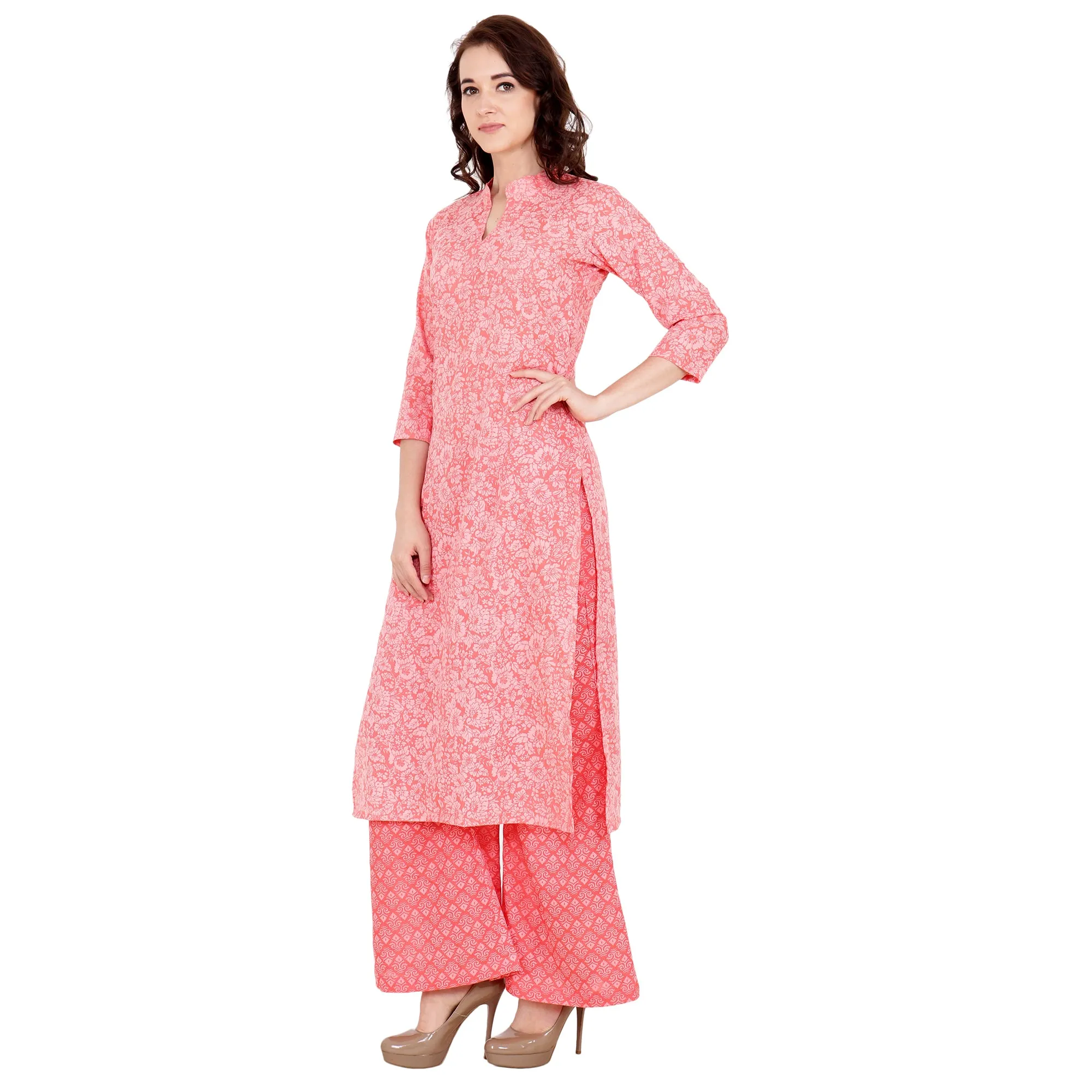 Coral Mandarin Kurta Set