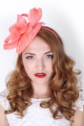 Coral "Emelia Rose" Fascinator