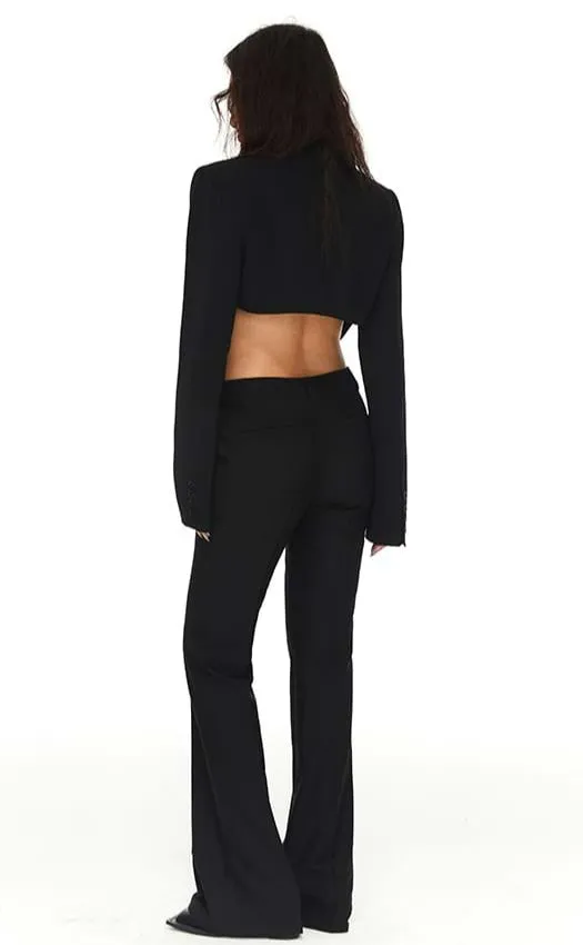 Cropped Blazer with Pointed Hem