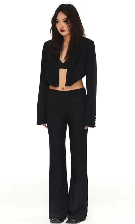 Cropped Blazer with Pointed Hem