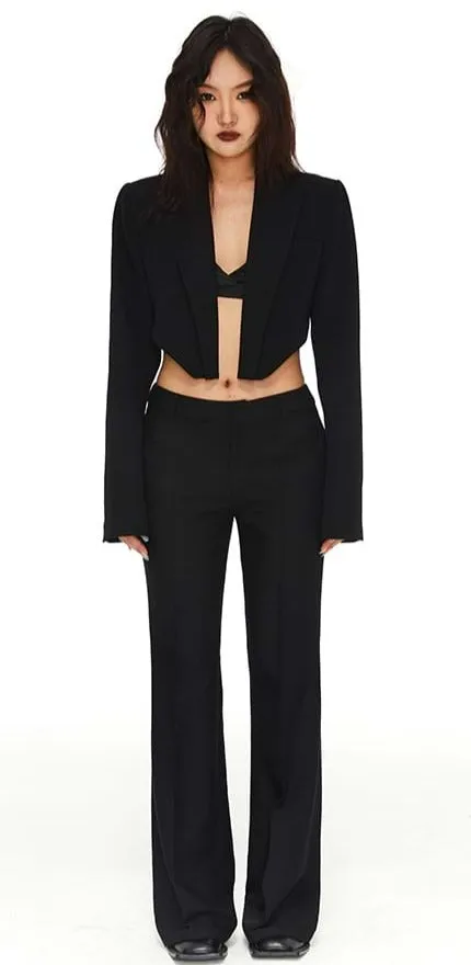 Cropped Blazer with Pointed Hem