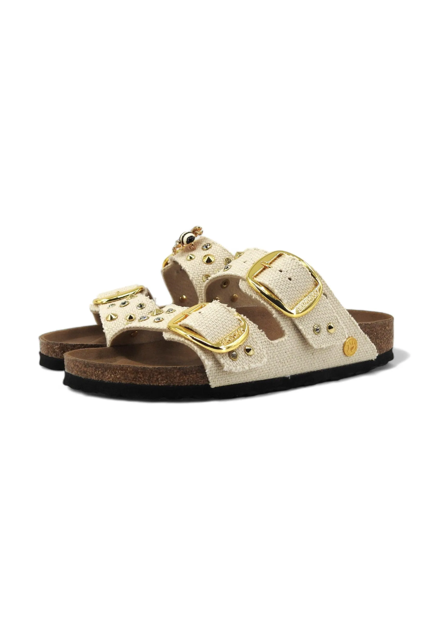 CUSTOM / BIRKENSTOCK Ciabatta Fibbie Vegan Borchie Ape Eggshell