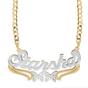 Custom Double Plated Name Necklace Starsha with Cuban chain