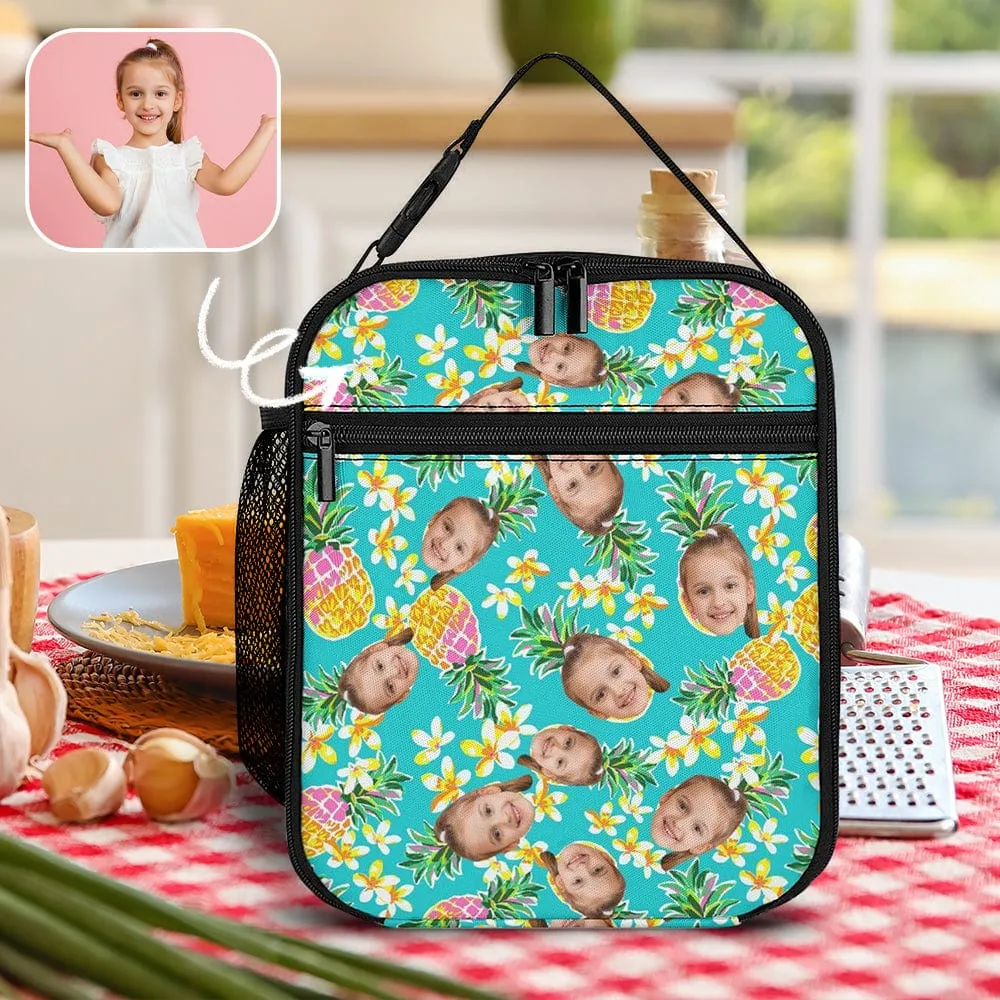 Custom Face Portable Blue Insulated Lunch Bag