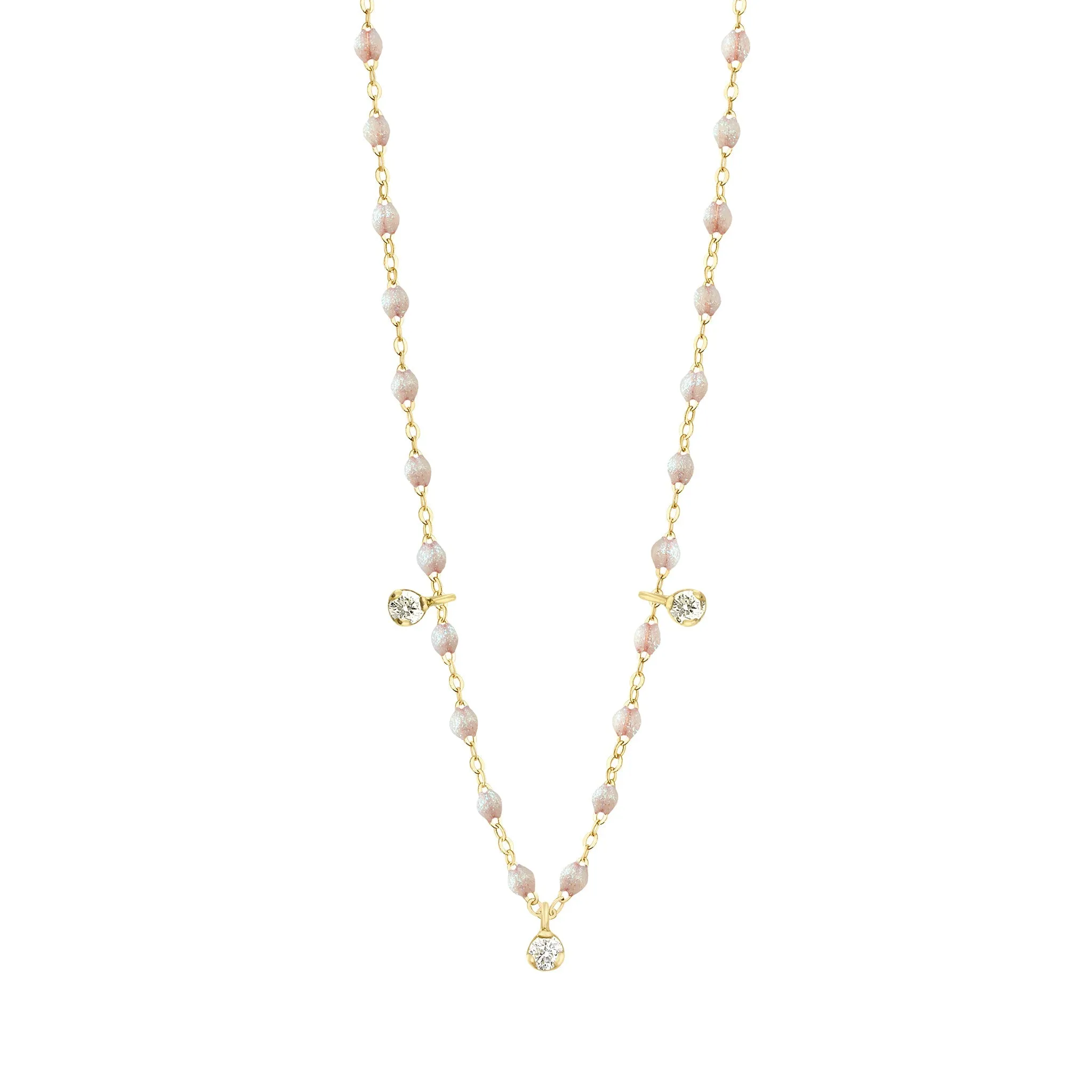 Gigi Supreme Classic 3 Diamond Necklace, Opal, Yellow Gold, 17.7"