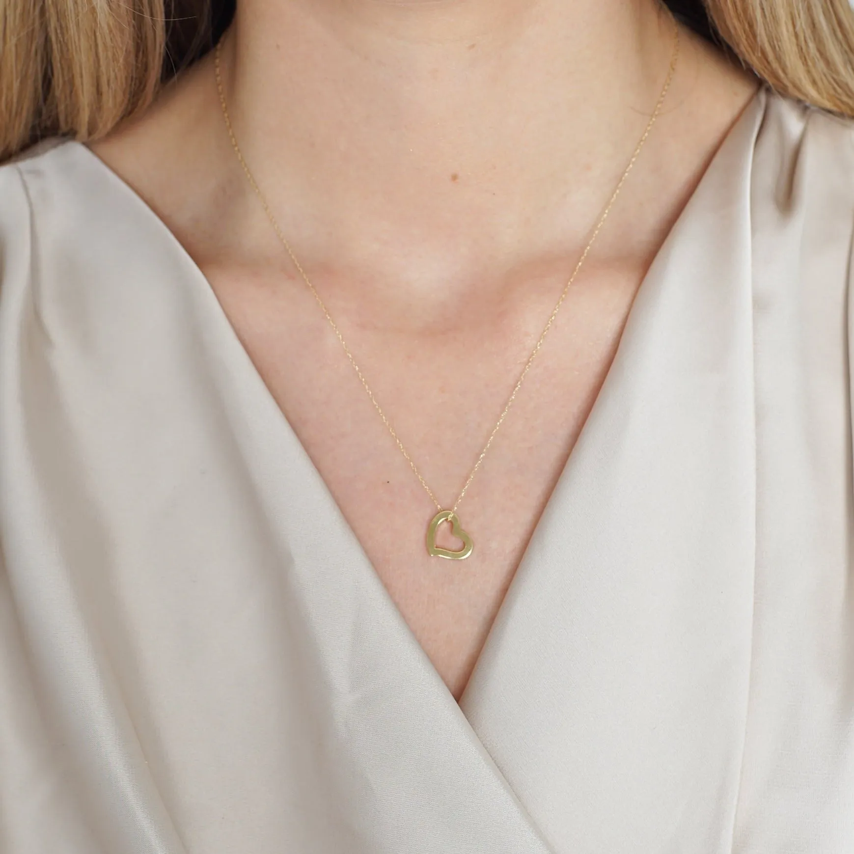 Gold Open Heart Necklace