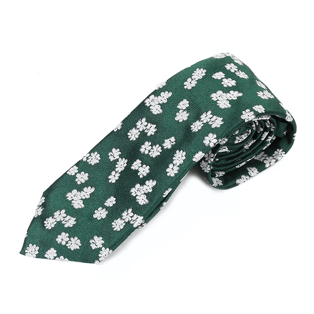 Green Floral Silk Tie