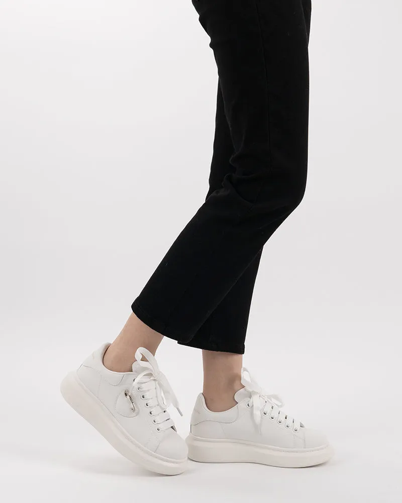 Heart Pattern Comfortable Lace Up Platform Sneakers