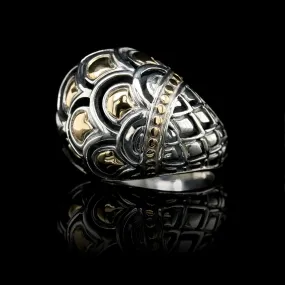 John Hardy Sterling Silver and 18K Yellow Gold Estate Naga Dome Ring