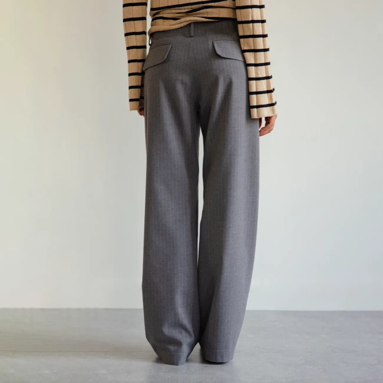 JULIE PANT GREY PINSTRIPE