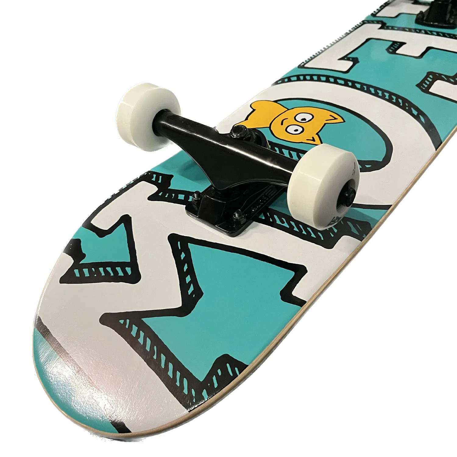 Meow Team Logo Teal Custom Complete Skateboard 8.0 Hybrid