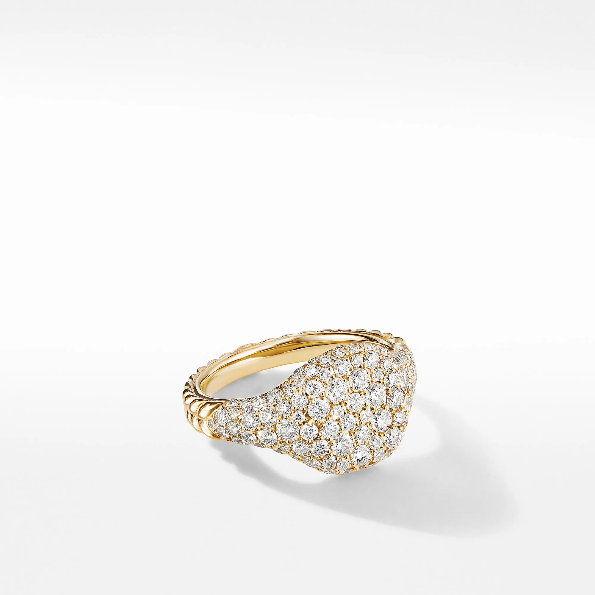 Mini Pinky Ring in 18K Yellow Gold with Pave Diamonds