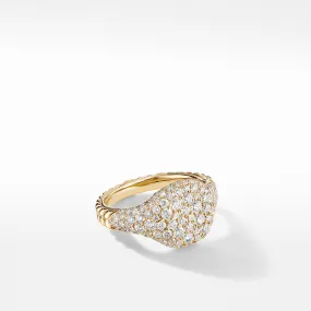 Mini Pinky Ring in 18K Yellow Gold with Pave Diamonds