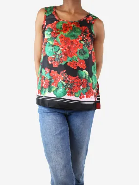 Multicolour sleeveless floral and polka dot top - size UK 4