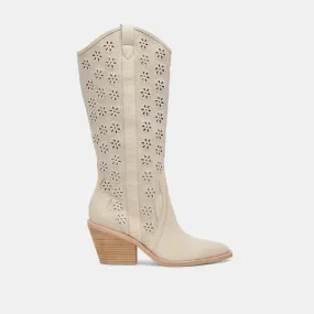 NAVENE BOOTS OATMEAL FLORAL EYELET