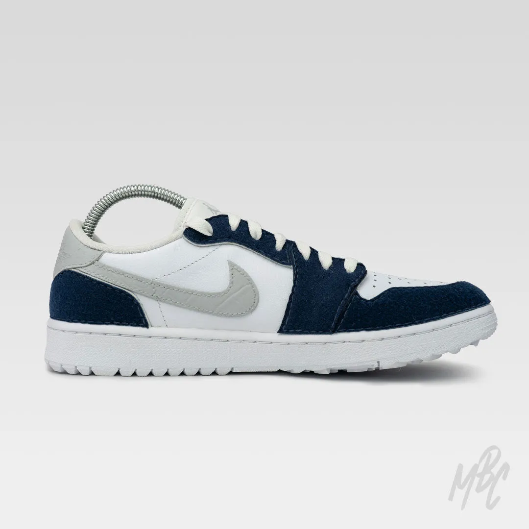 Navy Reverse Swoosh Suede - Jordan 1 Low Golf Custom