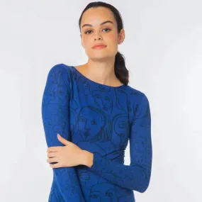 NEW! Line Faces Second Skin Raw Edge Top in Navy Peony by AMB Designs