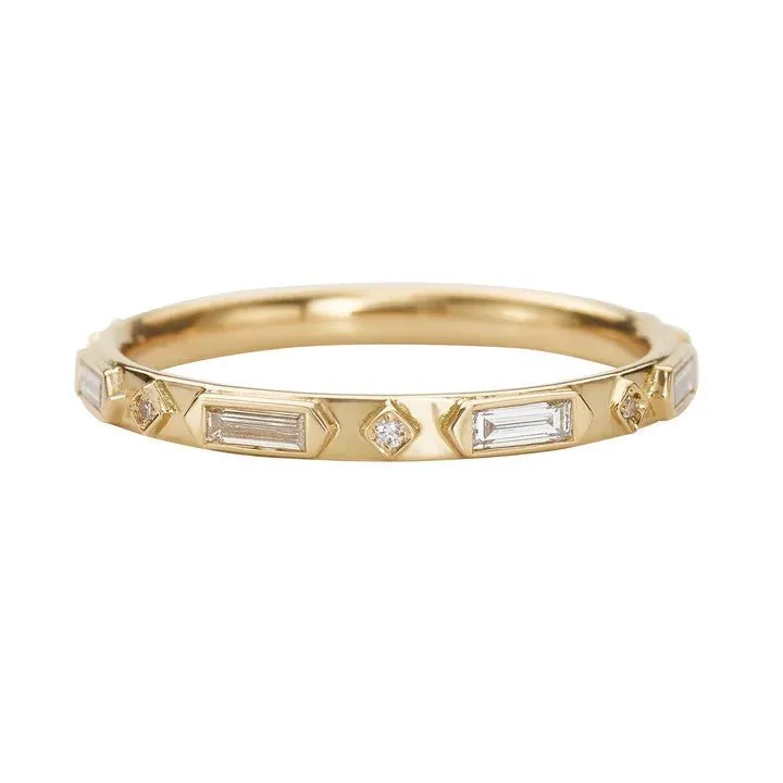 ORDER ONLY: Full Eternity 18K Gold Baguette & Round Diamond Ring